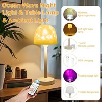 Lampe de table rotative sans fil à LED RGB dynamiques, projecteur d'ondes océaniques, lumières d'ambiance nocturnes pour la maison