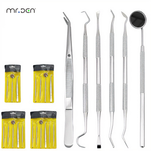 Juego de 3 Herramientas Dentales Metálicas para Limpieza <span class=keywords><strong>Dental</strong></span>, Espejo, Sonda Doble, Herramienta Tipo Hoz, Limpiador de Dientes, Cuidado Bucal, Certificado CE Clase II - Product Image 2
