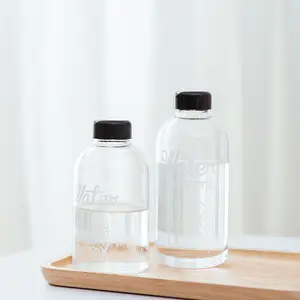 ठंडी और गर्म पीने की क्लासिक शैली के लिए गर्म बिक्री वाली गर्मी प्रतिरोधी अटूट बोरोसिलिकेट ग्लास पानी की बोतल