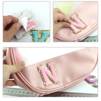 Patchs brodés en chenille autocollants de 2 pouces, lettres dorées scintillantes, pour sacs à collations, accessoires DIY pour vêtements et sacs