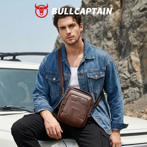 Bolso Bandolera BULLCAPTAIN de un Solo Tirante para Hombre, de Cuero Genuino, con Bolsillos para Teléfono Celular - Product Image 3