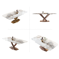 Ensemble de table à manger de luxe 6-8 places, plateau en pierre frittée, mobilier chinois, table de cuisine en béton, salle à manger, matériau en marbre