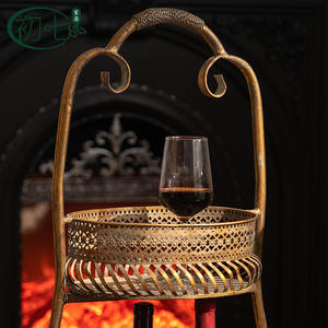 Porte-vin vintage en laiton 50,5x34,5x83cm, présentoir de rangement multi-niveaux pour salon - Product Image 3