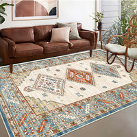 Tapis d'entrée persan en détresse Tapis d'accent d'intérieur en fausse laine de polyester de bohème antidérapant de confortable