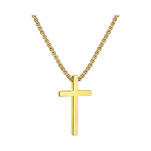 Collar con colgante <span class=keywords><strong>de</strong></span> Cruz <span class=keywords><strong>de</strong></span> acero inoxidable <span class=keywords><strong>de</strong></span> estilo clásico para hombre Cadena <span class=keywords><strong>de</strong></span> caja <span class=keywords><strong>de</strong></span> 16-30 pulgadas disponible Plata Negro <span class=keywords><strong>Oro</strong></span> para aniversario - Product Image 1