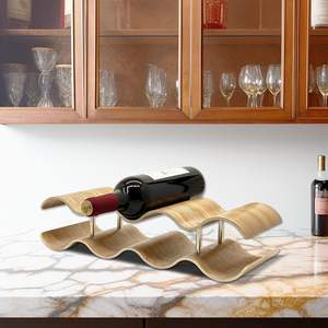 2-Tier Wine Rack <strong>Countertop</strong>, 7 Bottles <strong>Wooden</strong> Wine Holder Inserts for Cabinet, - Product Image 1