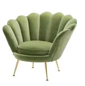 Flor moderna em forma de veludo Tecido Lazer High Back giratória barril sofá cadeira para lounge ou sala de estar móveis sofá