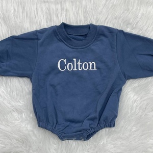 Tutine Personalizzate per Neonati Maschi e Femmine con <span class=keywords><strong>Nomi</strong></span> Ricamati a Mano su Filati Colorati Body in Cotone Tinta Unita per Neonati - Product Image 6