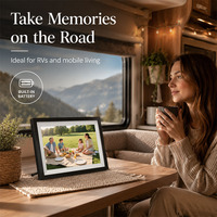 Marco de Fotos Digital Inteligente WiFi de Madera R&E de 10.1 Pulgadas, Pantalla Táctil IPS con Wi-Fi y Nube, 32 GB de Memoria, Compartir a través de la Aplicación Uhale, Regalo