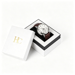 Minimalist Matte White Watch Box Lid and Base Rigid Gift Box with EVA Foam Insert Custom Luxury Watch Packaging Supplier - Product Image 3