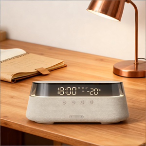 Đ<span class=keywords><strong>a</strong></span> Đồng Hồ Báo Thức Với 5.3 Loa 15W Nhanh Chóng Sạc Kỹ Thuật Số Báo Động Không Dây Sạc Cho Điện Thoại Di Động Điện Thoại Nhà Sân Khấu Quà Tặng - Product Image 2