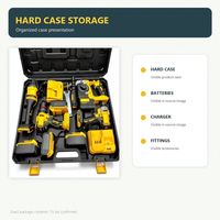 Ensemble d'outils électriques sans fil 4-en-1 à batterie, perceuse, clé à chocs, meuleuse d'angle, modèle TR123, étui rigide
