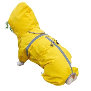 Pet <b>Raincoat</b> <b>Yellow</b> Solid Color Waterproof Full Coverage <b>Dog</b> Coat Medium Size <b>For</b> French Bulldog Summer Use - Product Image 2