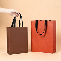 Sacs fourre-tout de luxe en papier kraft orange, écologiques, robustes, avec poignées en corde épaisse, logo personnalisé pour cadeaux et artisanat