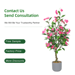 Árbol de flores de boj, bonsái, plantas artificiales, flor de melocotón, rosa, hojas verdes, personalizables, en <span class=keywords><strong>maceta</strong></span> - Product Image 2