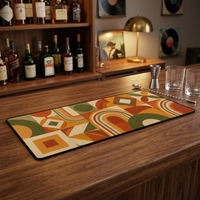 Tapis de bar rétro style années 70, imprimé, antidérapant, imperméable et résistant à la chaleur, pour bar à domicile, coin café
