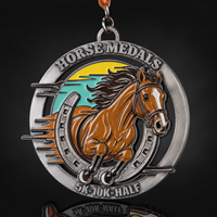 Médailles personnalisées pour chevaux Or Argent Bronze Relief 3D Métal Récompenses équestres pour concours hippique Ruban gratuit Vente en gros