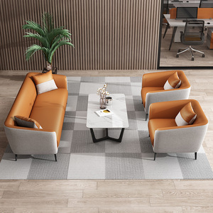 Yazhi thiết kế đơn giản sofa đặt hiện đại ý tối giản da văn phòng ghế sofa đặt kinh doanh tiếp tân giải trí đồ nội thất - Product Image 3
