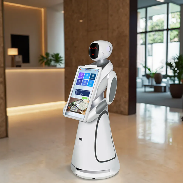 Humanoid AI Robot for Reception E-commerce Household Use with App Control Auto Charge IP65 Protection 10.1" Screen 8h Runtime