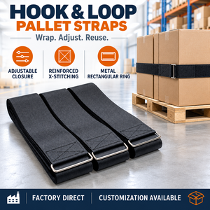 <b>Heavy</b> <b>Duty</b> Eco-Friendly Strong <b>Adhesive</b> Elastic Heat Resistant Adjustable <b>Hook</b> Loop Pallet Strap Custom Logo Polyester/Nylon SGS - Product Image 1