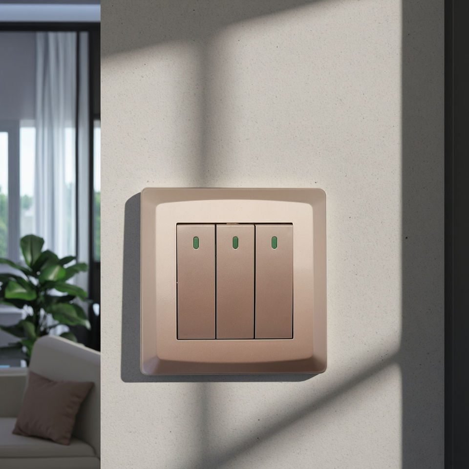 Vnx OEM Wall Socket and Switches Custom British Standard 250V 10A 3 Gang 1Way 2Way Electric Wall Switch