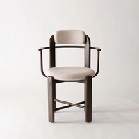 Chaise de salle à manger en bois massif avec dossier simple et revêtement en tissu, idéale pour la cuisine – Vente directe usine