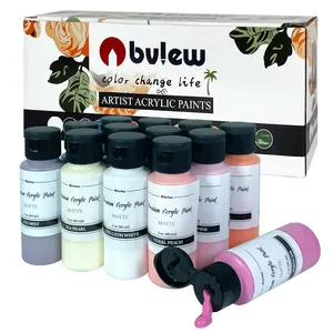 Bview Art High Quality 60ml 2 oz 14 Colors Acrylic Paint for Painting Normally Used After Thawing at Minus 40 Degree