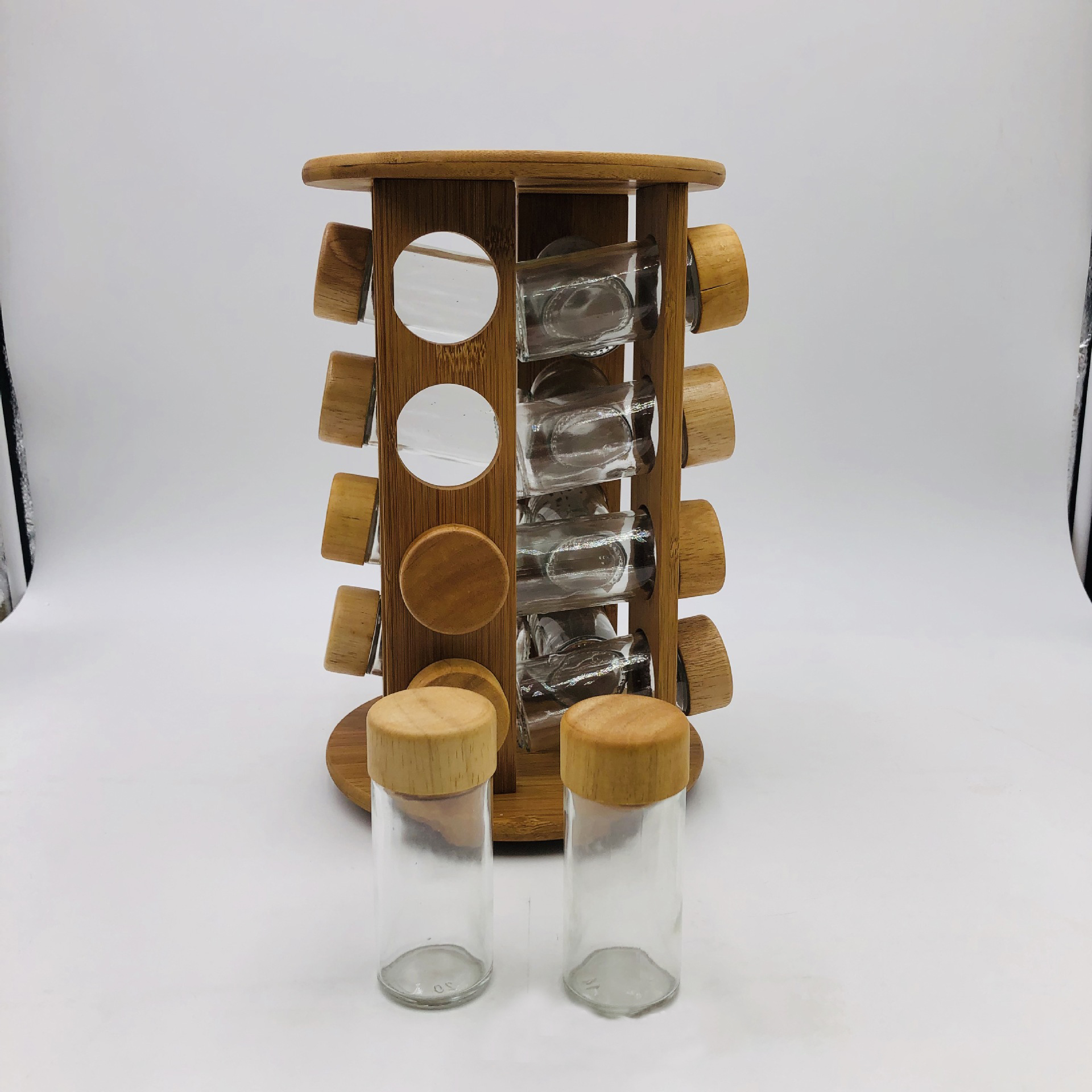 WS299 Kchen-Gewrzregal aus Bambus mit 4 Ebenen, rund, fr Restaurants,  Holzdeckel, drehbarer Sockel, erhltlich als freistehendes Gewrzglas-Set|  Alibaba.com