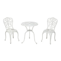 pièces White Garden à bas prix mobilier de café terrasse extérieure Bistro table ronde en fonte d'aluminium et chaises 3 places