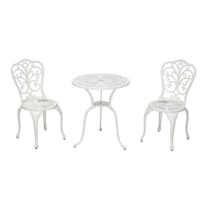 pièces White Garden à bas prix <span class=keywords><strong>mobilier</strong></span> de café <span class=keywords><strong>terrasse</strong></span> extérieure Bistro table ronde en fonte d'aluminium et chaises 3 places - Product Image 6