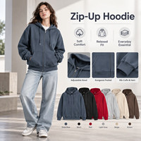 Sweat à capuche zippé personnalisé avec logo, coupe oversize, en molleton épais, style streetwear décontracté pour hommes et femmes