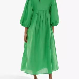 Nuevo Vestido Informal Bohemio con Cuello en V, Vestido Holgado de Algodón y Lino para Mujer, Estilo Veraniego - Product Image 5