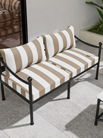 Conjunto de sofás para exteriores, silla de ocio de hierro forjado para patio, respaldo a rayas, combinación de mesa de centro, muebles minimalistas modernos