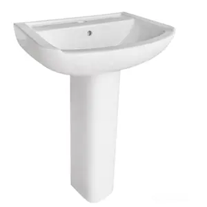 Lavabo independiente de artículos sanitarios modernos Lavabo de piso integrado para baño con lavabo de cerámica de pedestal