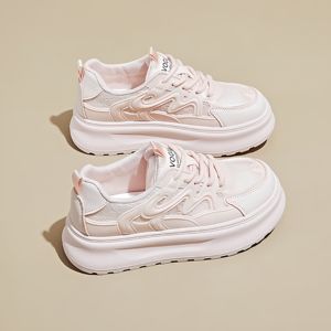 Nouvelle Collection Été 2025 – Chaussures de <span class=keywords><strong>Skate</strong></span> Décontractées pour Étudiantes, Style Coréen, Blanches en Maille, à Lacets, Rehaussantes, Modèle KT2658 – Prix Abordable - Product Image 5