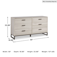 Commode à 6 tiroirs avec base en métal noir, finition bois clair, large commode à tiroirs, fournisseur de mobilier pour projets, logo personnalisé