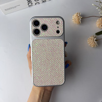 Coque de téléphone antichoc en similicuir pailleté avec fenêtre intégrale pour iPhone 17 16 15 14 Pro Max, protection intégrale de l'appareil photo en TPU+PC