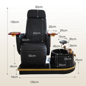 Fauteuil de pédicure électrique en verre noir et or, prix d'usine, avec siège rotatif couleur personnalisable, pour salon de manucure - Product Image 6