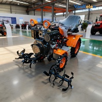 Remorque agricole portable pour micro-charrue 4x4 assise, transport de récoltes, petit tracteur agricole avec moteur 15 CV et boîte de vitesses