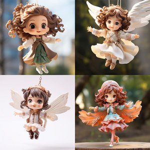 Custom <b>Cute</b> <b>Doll</b> Long Hair Angel Figurine PVC Resin Molded Indoor Decoration Christmas Toy - Product Image 3