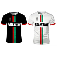 Maillot de football Palestine en polyester à manches courtes avec logo brodé personnalisé pour les fans, idéal pour les matchs de football et le quotidien – Vente en gros