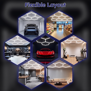 Lámpara LED Hexagonal de Rejilla para Garaje, Luz de Techo Hexagonal, 3CCT Seleccionables, Modular DIY para Estudio de Detallado Automotriz - Product Image 5