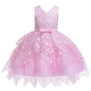 <b>Childrens</b> <b>Princess</b> Tutu <b>Dress</b> V Neck A Line Pink Flower Girl <b>Dress</b> For Toddlers And Preschoolers - Product Image 2