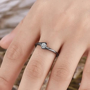 Anello di Fidanzamento H420 per Donna in Oro Massiccio 18K Placcato Rodio Nero con Diamante Taglio Brillante Rotondo, Gioielleria Fine - Product Image 6