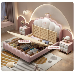 Letto per Bambini in Legno Massello Moderno e Minimalista, Design Corona Rosa, Durevole ed Ecologico per la Camera delle Bambine - Product Image 5