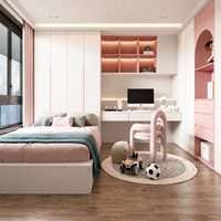 Ensemble de meubles modernes pour chambre de fille en bois, lit enfant personnalisé, armoire, bureau d'étude, bibliothèque, meuble de rangement, sécurité, hôtel