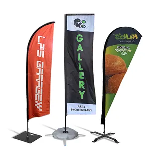 Outdoor Promotional Business Advertising Barber Feather Rectangle Teardrop Beach Flag Flying Banners