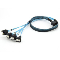 Cable Serial para Controlador RAID de Placa Base de Servidor, HD8643 a 4SATA Mini SAS de 90 Grados con Cobre Libre de Oxígeno