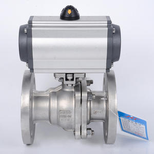 Vanne à boisseau sphérique pneumatique en acier inoxydable Q641F-16P, connecteur manuel, conception en deux parties pour les fluides gazeux - Product Image 1