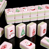Casse-noix traditionnel à 4 couches, 160 tuiles de mahjong américaines de luxe roses, grand format, design personnalisé sur le thème de Noël, cadeaux personnalisés